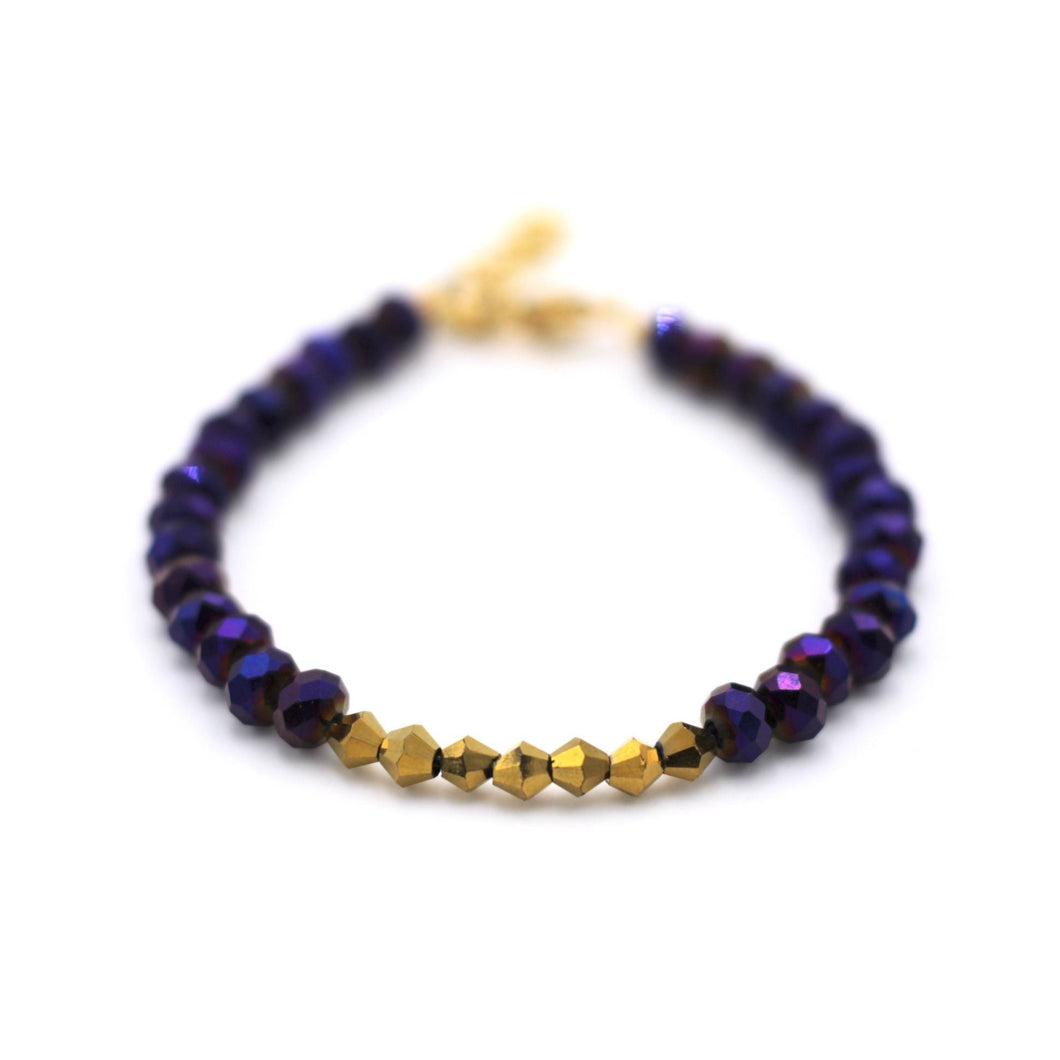 Purple & Gold Beaded Bracelet