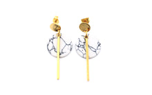 Load image into Gallery viewer, Gold Faux Marble Bar Dangle Earrings
