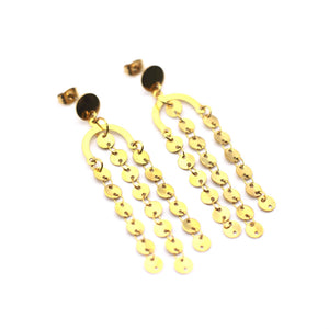 Gold Circle Chain Dangle Earrings