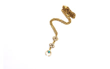 Load image into Gallery viewer, Gold Rhinestone Turquoise Crescent Necklace
