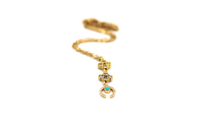 Gold Rhinestone Turquoise Crescent Necklace