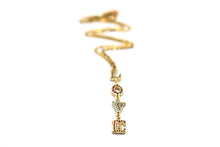 Load image into Gallery viewer, Rainbow Rhinestone Love Letters Charm Necklace
