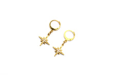 Load image into Gallery viewer, Gold North Star Huggie Hoop Earrings
