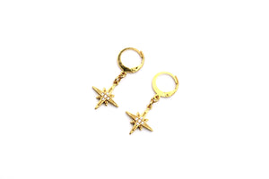 Gold North Star Huggie Hoop Earrings