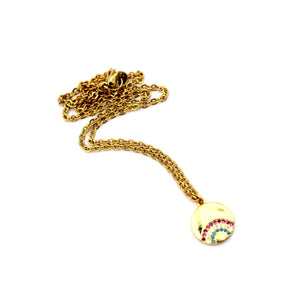 Rainbow Rhinestone Charm Necklace