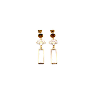 Gold Art Deco Rhinestone Dangle Earrings