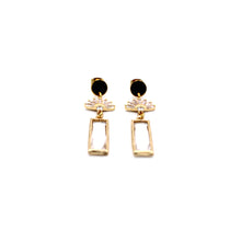 Load image into Gallery viewer, Gold Art Deco Rhinestone Dangle Earrings
