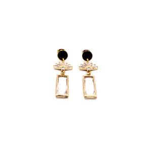 Gold Art Deco Rhinestone Dangle Earrings