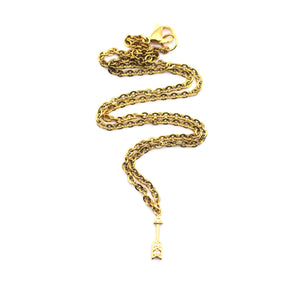 Gold Rhinestone Dainty Arrow Necklace