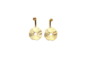 Gold Wavy Circle Dangle Earrings