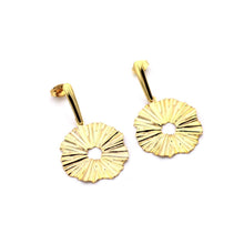 Load image into Gallery viewer, Gold Wavy Circle Dangle Earrings
