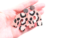 Load image into Gallery viewer, Pink Leopard Acetate U Dangle Earrings
