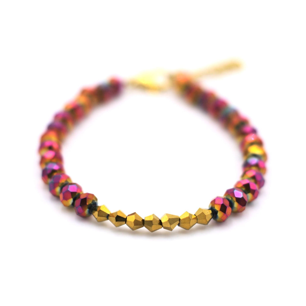 Pink & Gold Beaded Bracelet