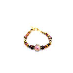 Pink and Gold Beaded Bracelet