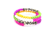 Load image into Gallery viewer, Pink, Lime, Yellow, Purple Beaded Wrap Bracelet
