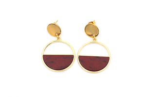 Red Half Circle Dangle Earrings