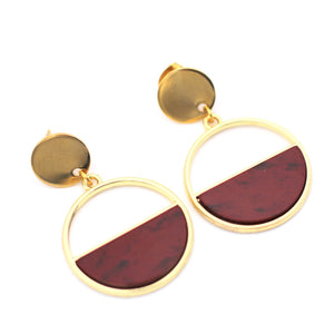 Red Half Circle Dangle Earrings