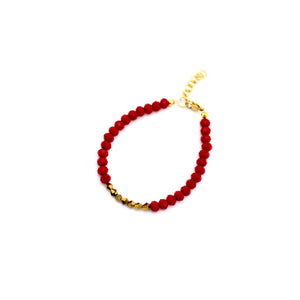 Red and Gold Beaded Bracelet