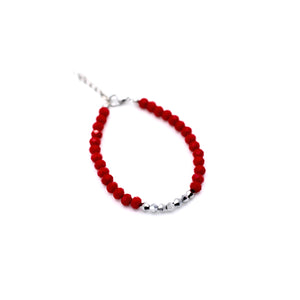 Red and Silver Beaded Bracelet