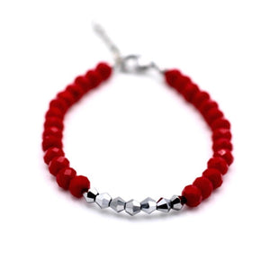 Red and Silver Beaded Bracelet