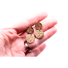 Load image into Gallery viewer, Rose Gold Textured Double Circle Dangle Earrings

