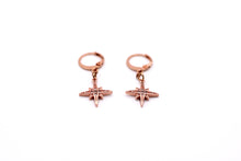 Load image into Gallery viewer, Rose Gold North Star Huggie Hoops
