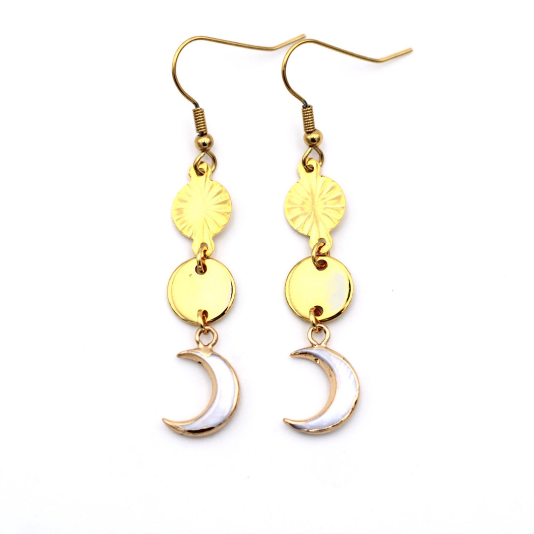 Boho Shell Moon Dangle Earrings