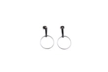 Load image into Gallery viewer, Silver Cutout Circle Dangle Earrings
