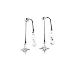 Silver Asymmetrical Star Earrings