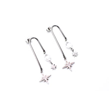 Load image into Gallery viewer, Silver Asymmetrical Star Earrings
