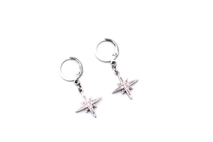 Silver North Star Huggie Hoops