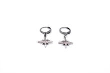 Load image into Gallery viewer, Silver North Star Huggie Hoops
