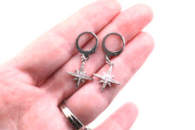 Load image into Gallery viewer, Silver North Star Huggie Hoops
