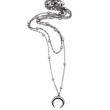 Load image into Gallery viewer, Silver Crescent Double Layer Necklace

