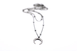 Silver Crescent Double Layer Necklace