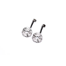 Load image into Gallery viewer, Silver Wavy Circle Bar Dangle Earrings
