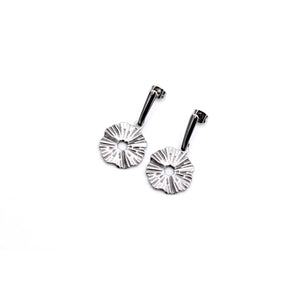 Silver Wavy Circle Bar Dangle Earrings