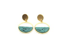 Load image into Gallery viewer, Turquoise Half Circle Earrings
