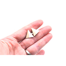 Load image into Gallery viewer, White Resin &amp; Wood Triangle Stud Earrings
