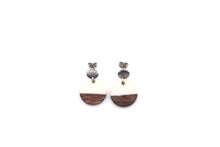 Load image into Gallery viewer, White Resin &amp; Wood Circle Dangle Earrings
