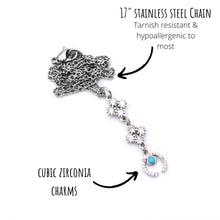 Load image into Gallery viewer, Silver Crescent Cubic Zirconia Necklace
