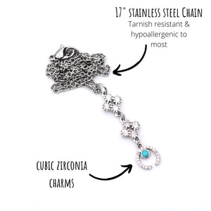 Silver Crescent Cubic Zirconia Necklace