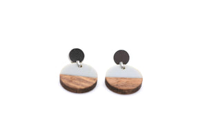 Gray Wood Dangle Earrings