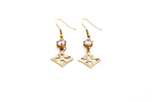 Load image into Gallery viewer, Gold Cutout Diamond Rhinestone Earrings

