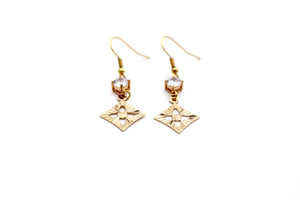 Gold Cutout Diamond Rhinestone Earrings
