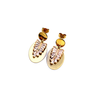 Antique Gold Oval Rhinestone Earrings