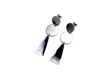 Load image into Gallery viewer, Silver Double Circle Triangle Earrings
