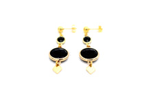 Load image into Gallery viewer, Black Circle Jewel Earrings
