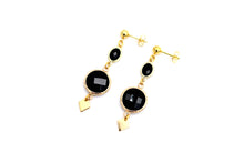 Load image into Gallery viewer, Black Circle Jewel Earrings
