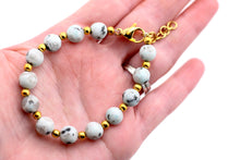 Load image into Gallery viewer, Light Blue &amp; Black Sesame Jasper Bracelet
